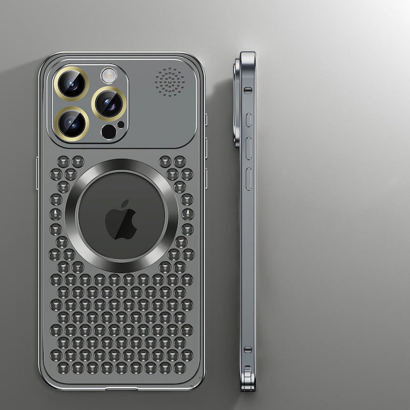 Aromatherapy Spring Loaded Metal Magsafe Aluminum Alloy  Case for iPhone 14 Series--Hollow Design Heat Dissipation
