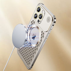 Aromatherapy Spring Loaded Metal Magsafe Aluminum Alloy  Case for iPhone 14 Series--Hollow Design Heat Dissipation
